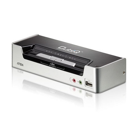 Aten Desktop KVMP Switch 2 Port Single Display Hdmi W/ Dolby HD Audio, 2X Custom KVM Cables Included, 2X Usb Port, Selection Via Front Panel