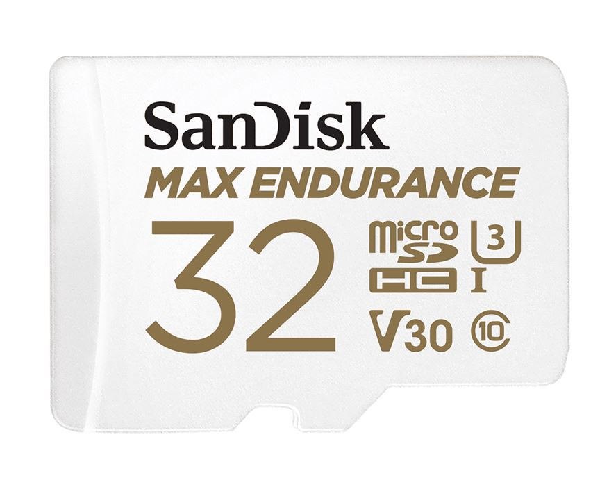 SanDisk Max Endurance 32GB microSDHC™ Card SQQVR 15,000 HRS Uhs-I C10 U3 V30 100MB/s R, 40MB/s W SD Adaptor 3YR >16GB