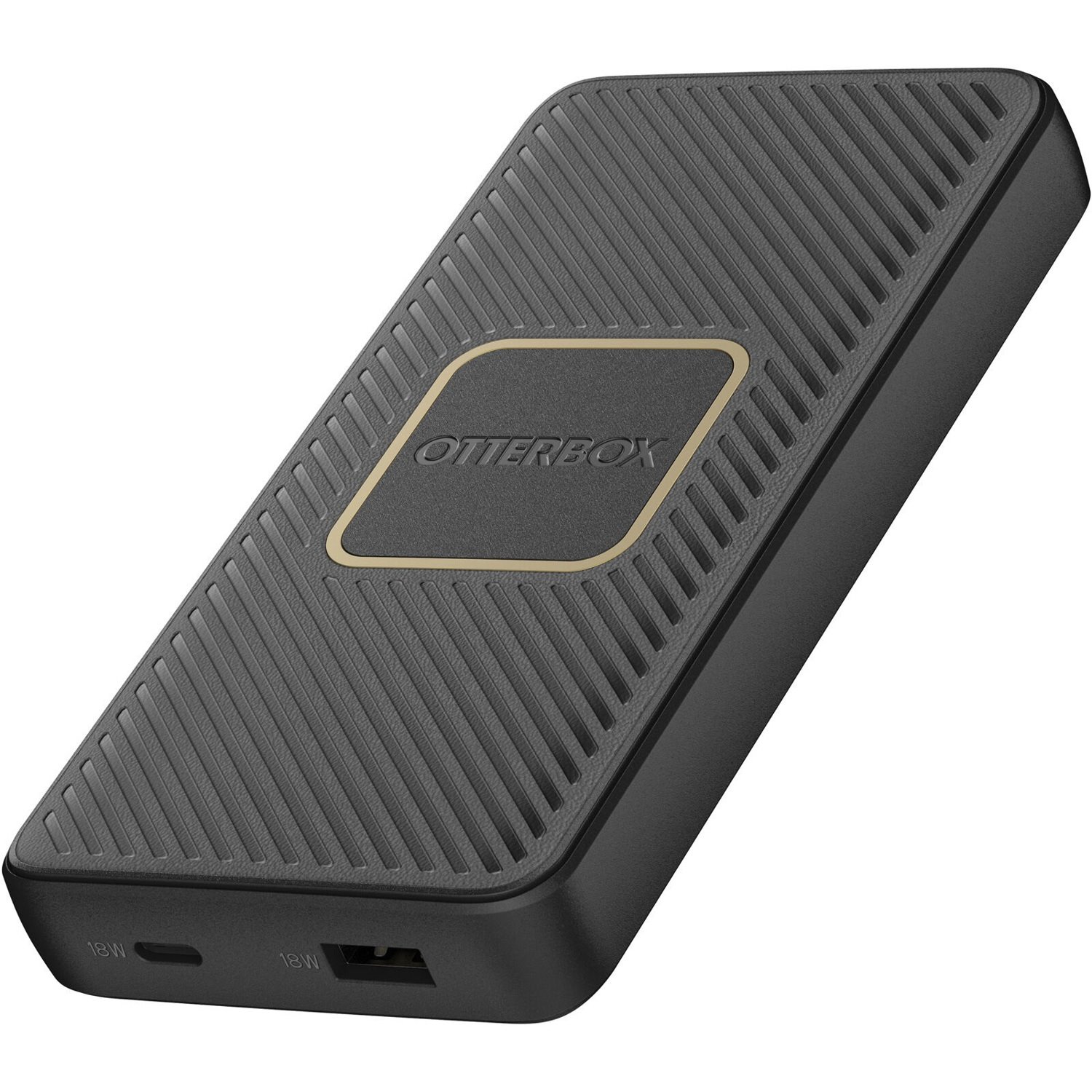 OtterBox Fast Charge Wireless Power Bank 10K mAh - Black (78-80639), Dual Port (Usb-C 18W & Usb-A 18W), 10W Qi Wireless, 15CM Usb-C Cable, Sleek