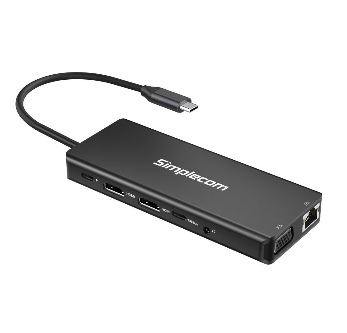 Simplecom CHN613 Usb-C 13-In-1 Multiport Docking Station Dual Hdmi + Vga Triple Display Usb 3.2 Gen 2 10Gbps