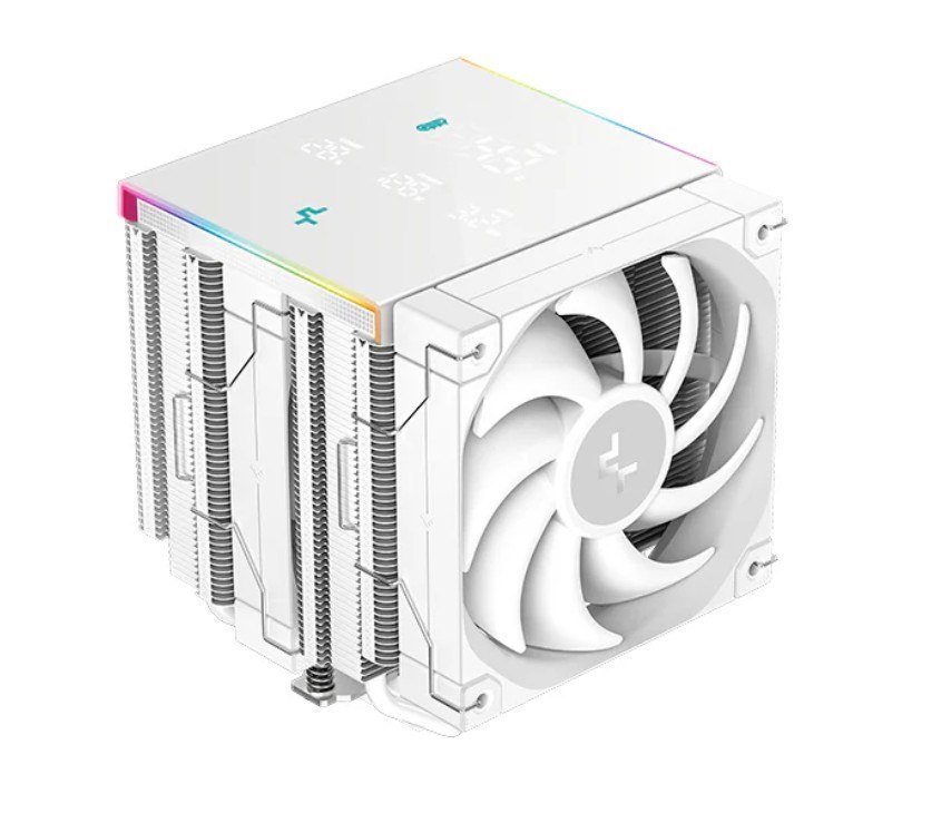DeepCool Ak620 Digital Pro White High Performance Dual Tower Cpu Cooler, 6 Copper Heat Pipes, Real-Time Vitals Status Screen, Dual FT12 Se FDB PWM Fan