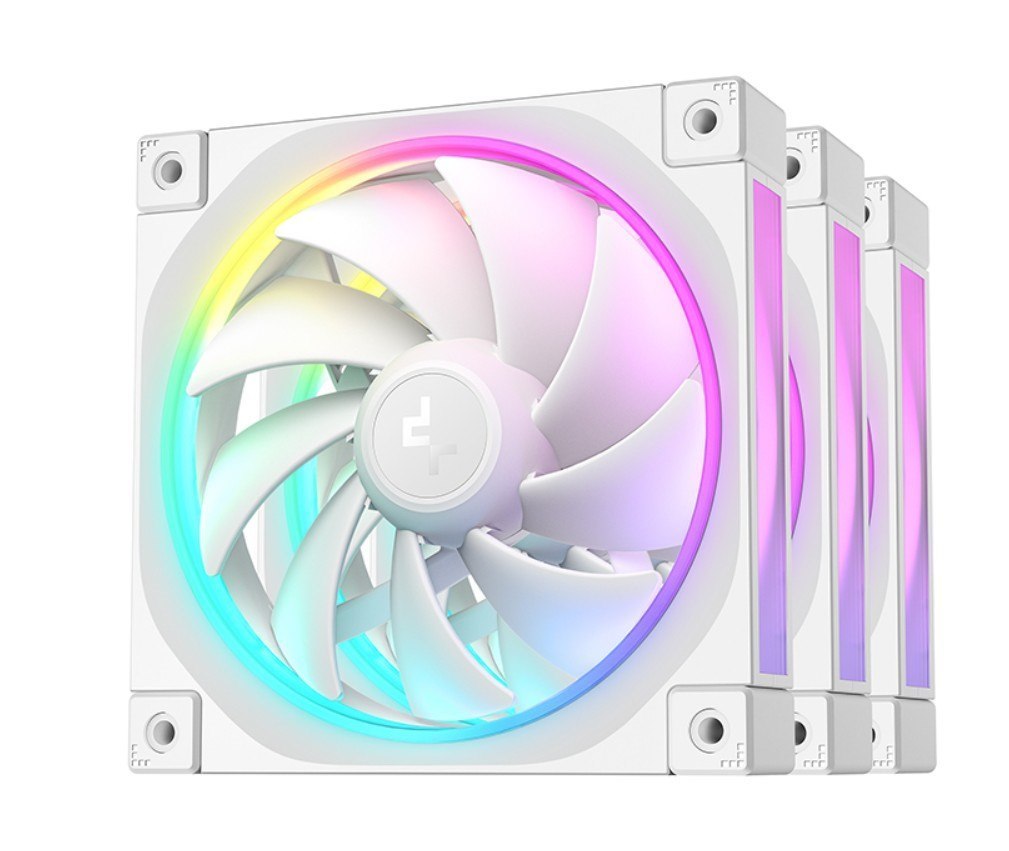 DeepCool FL12 3In1 WH (3-Pack) 120MM Unique Argb Fans, Low Noise, 4-Pin PWM, Fluid Dynamic Bearing, Addressable RGB Led