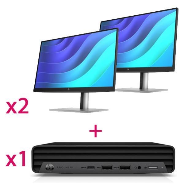 HP Pro Mini 400 G9 -Bk5l5at- Intel I7-12700T / 16GB 3200MHz / 512GB SSD / W11P / 1-1-1 + Dual Monitor Bundle 2X 6N4e8aa