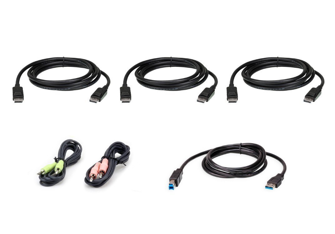 Aten CS1964 Cable Kit, Includes 3 1.5M DisplayPort Cables, 1.8M Usb, Audio Input And Output Cables