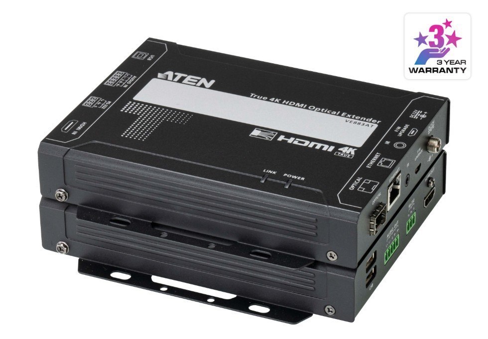 Aten True 4K Hdmi Multi-Mode Optical Extender 4K @ 300M - (4K@300m (K1, MM)), Lossless Transmission Of Up To 4096 X 2160 / 3840 X 2160 @ 60 HZ (4:4:4)