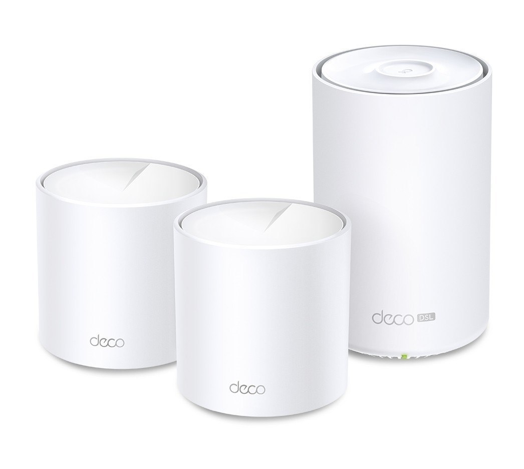 TP-Link Deco X50-DSL(3-pack) Ax3000 VDSL Whole Home Mesh WiFi 6 Router, 574 MBPS At 2.4 GHz + 2402 MBPS At 5 GHz, VDSL Profile 35B 350/60 MBPS