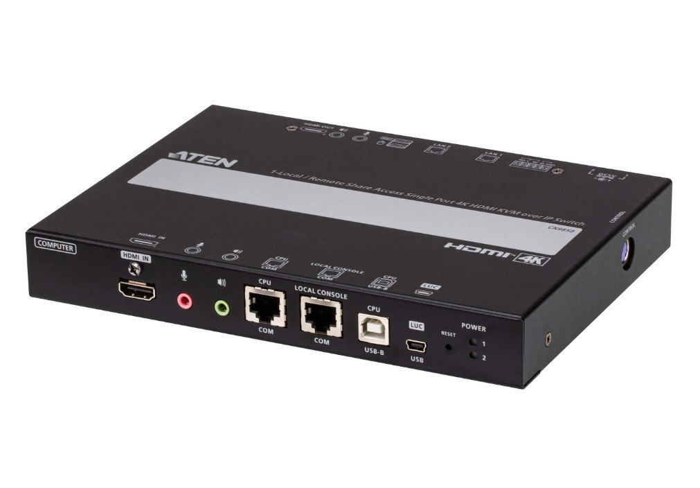 Aten 1-Local / Remote Shared Access Single Port 4K Hdmi KVM Over Ip Switch With Redundant Lan And Power, Up To 4K Dci (4096 X 2160) @ 30 HZ