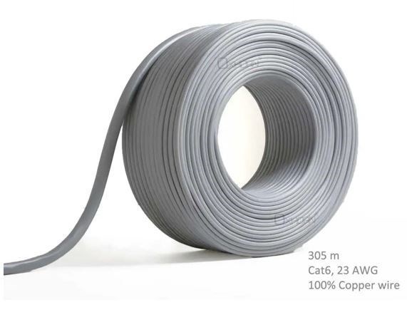 8Ware Network Cable Cat6 305M Roll Un-Shielded Twisted Pair Utp 23Awg Solid Pure Copper Wire Grey
