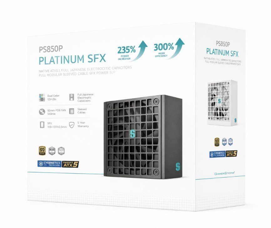 DeepCool PS850P 850W Gamer Storm SFX12V V4.1 & Atx12v V3.1M Full Japanese Electroyltic Capacitors, Cybenetics Platinum/PPLP 115V Platinum