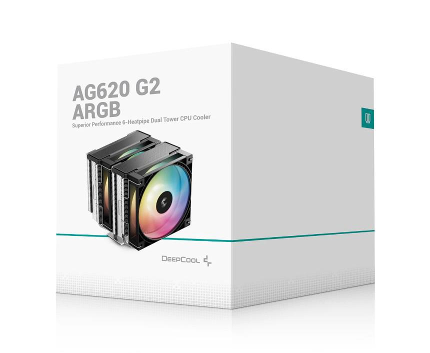 DeepCool Ag620 Argb V2 Dual-Tower Cpu Cooler, 2X 120MM Fan, 6 Copper Heat Pipes, Intel LGA2066/2011-v3/2011/1700/1200/1151/1150/1155 Amd Am5/Am4