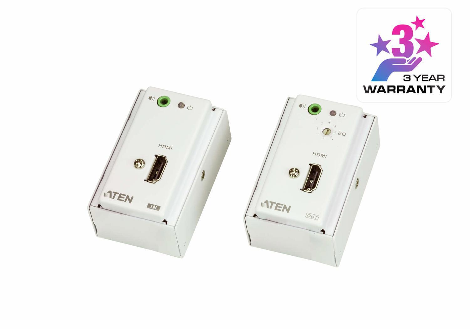 Aten Hdmi Over 2 Cat 5 Extender With MK Wall Plate, Supports Up To 1080P @ 40M, 8-Segment Equalization Adjustment Switch