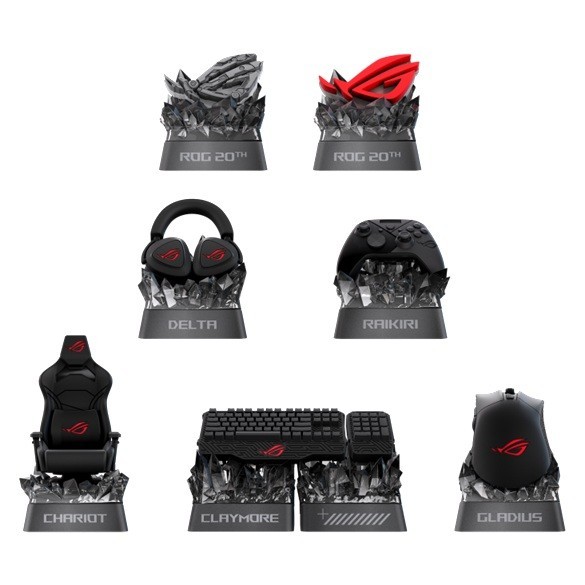 Asus Rog Keycap Mystery Box Edition 20, Collectible Mechanical Keycap, Cross-Switch Compatible, Random Rog Design, Obsidian Finish, Display-Ready