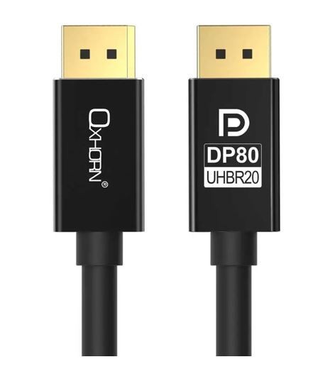 Astrotek Oxhorn 4K DisplayPort 2.1 DP80 Cable 3M Male To Male V2.1 16K@60Hz Gold-Plated Aluminum High Speed Vesa Certified For Gaming Monitor TV PC Laptop