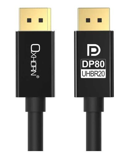 Astrotek Oxhorn 4K DisplayPort 2.1 DP80 Cable 1M Male To Male V2.1 16K@60Hz Gold-Plated Aluminum High Speed Vesa Certified For Gaming Monitor TV PC Laptop