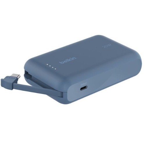 Belkin BoostCharge 10K Power Bank With Integrated 20W Usb-C Cable (5.7 CM) - Blue (BPB021fqBL), 2xUSB-C(20W), $2500 Cew, 2 Years Warranty