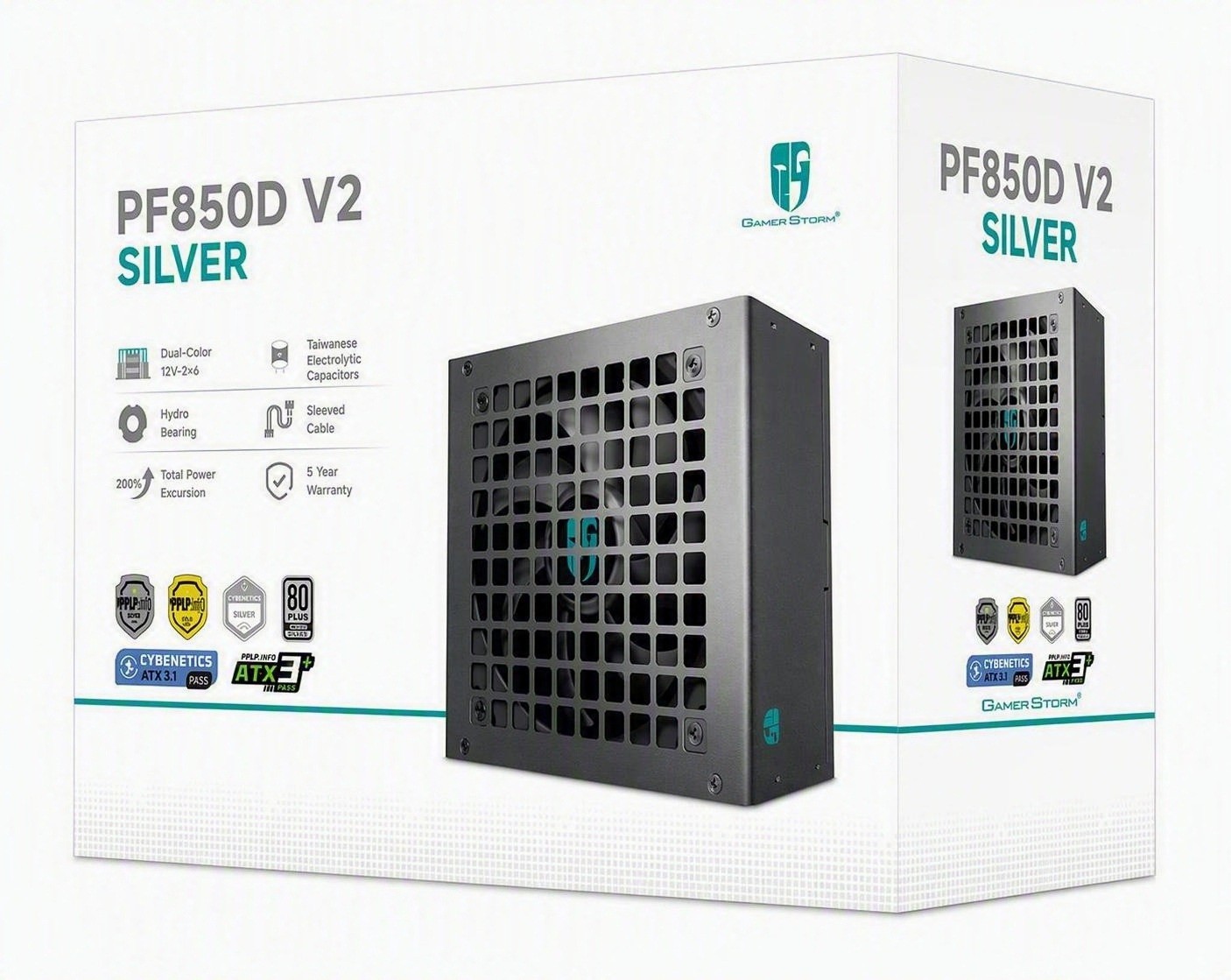 DeepCool PF850D V2 850W Gamer Storm 80+ Silver/Cybenetics Non-Modular Atx Power Supply, Taiwanese Capacitors, Atx12v V3.1