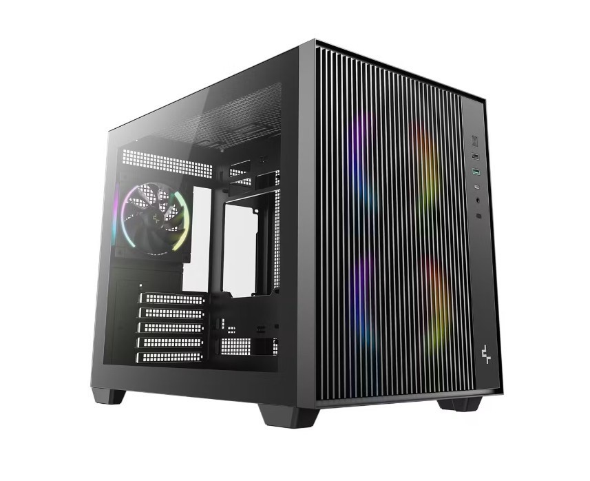 DeepCool CG330 Mesh 3F High Airflow Dual Chamber Micro Atx Case, 3 Pre-Installed Fans, Usb3.0 X1,Usb2.0 x1,Type-C x1,Audio X1