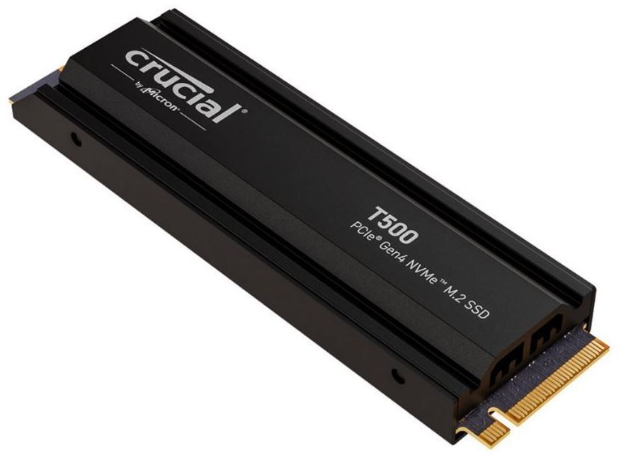 Micron Crucial T500 1TB Gen4 NVMe SSD W Heatsink - 7300/6800 MB/s R/W 600TBW 1440K IOPs 1.5M HRS MTTF DirectStorage Acronis True Image Adobe Creative Cloud