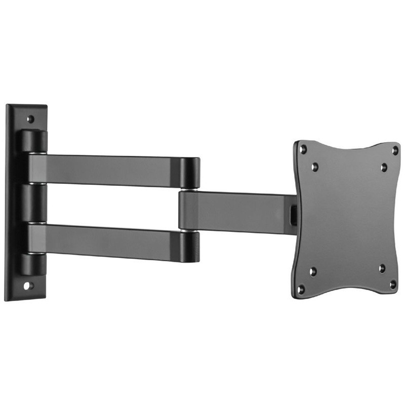 Brateck Aluminum Articulating TV Wall Mount, 13–27', 15KG Capacity, Vesa 75X75/100X100, Full Motion, ±70° Tilt, ±90° Swivel, 50–372MM Extension