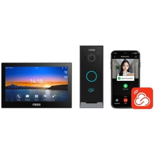 Fanvil Vik‑01 Complete Video Intercom Kit Bundles The I504w, I60 Video Door Phone, Fanvil Link Mobile App, Offering HD Video Calls, Multiple Access