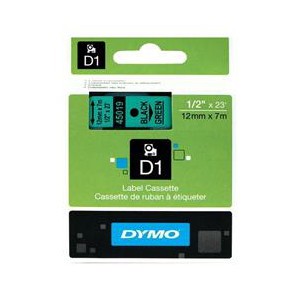Dymo BLK On GRN 12MMX7M Tape