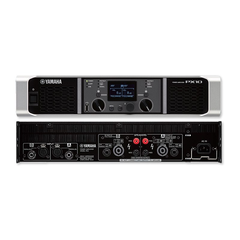 Yamaha PX10 2X 1200W @ 4 Ohms. 2X 1000W @ 8 Ohms. 2X 700W @ 2 Ohms.