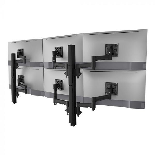 Atdec Awms-6-46275 Hex Mount With Two Posts, Heavy Duty F-Clamp, Black