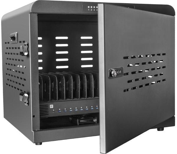 Shintaro 16 Ports Usb-C Charging Cabinet 1000W For NoteBooks And Other Devices Up To 16" - Black