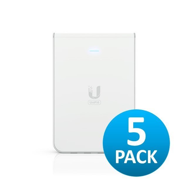 Ubiquiti UniFi Wi-Fi 6 In-Wall Wall-Mounted Access Point With A Built-In PoE Switch - 5 Pack