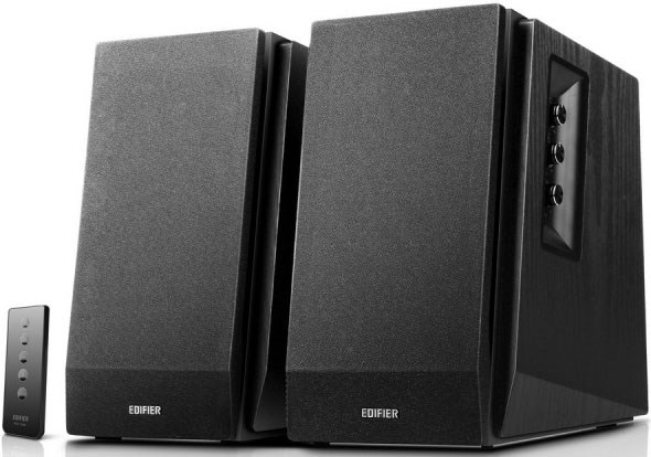 Edifier R1700BT Bluetooth Lifestyle Bookshelf Studio Speakers Black - BT/Dual 3.5MM AUX/Limited Distortion DSP/DRC/Classic Wood Finish/Wireless Remote