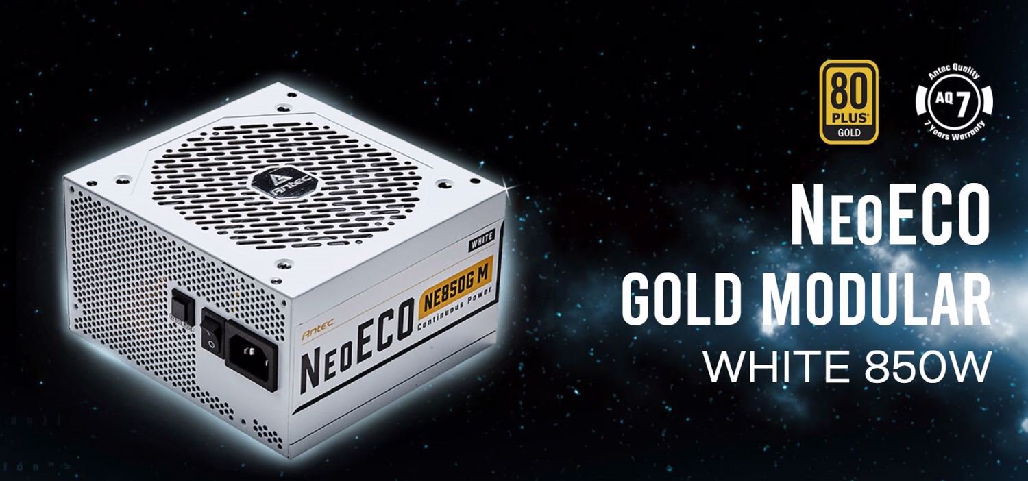 Antec Ne 850W 80+ Gold, Fully-Modular, White 1X Eps 8Pin, 120MM Silent Fan, Japanese Caps, Atx Power Supply, Psu, 7 Years Warranty