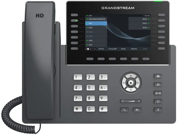 Grandstream 12 Lines, 12 Sip Accounts, 5In Touch SCRN (Colour), 7+7 Programmable Keys, PoE + GigE, WiFi