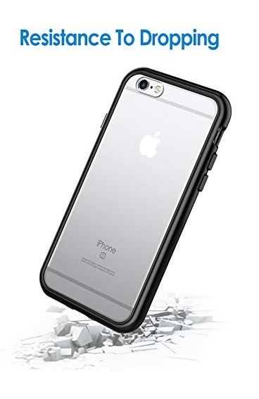 JETech Case for Apple iPhone 6 and iPhone 6s, Shock-Absorption Bumper Cover, Anti-Scratch Clear Back, Black