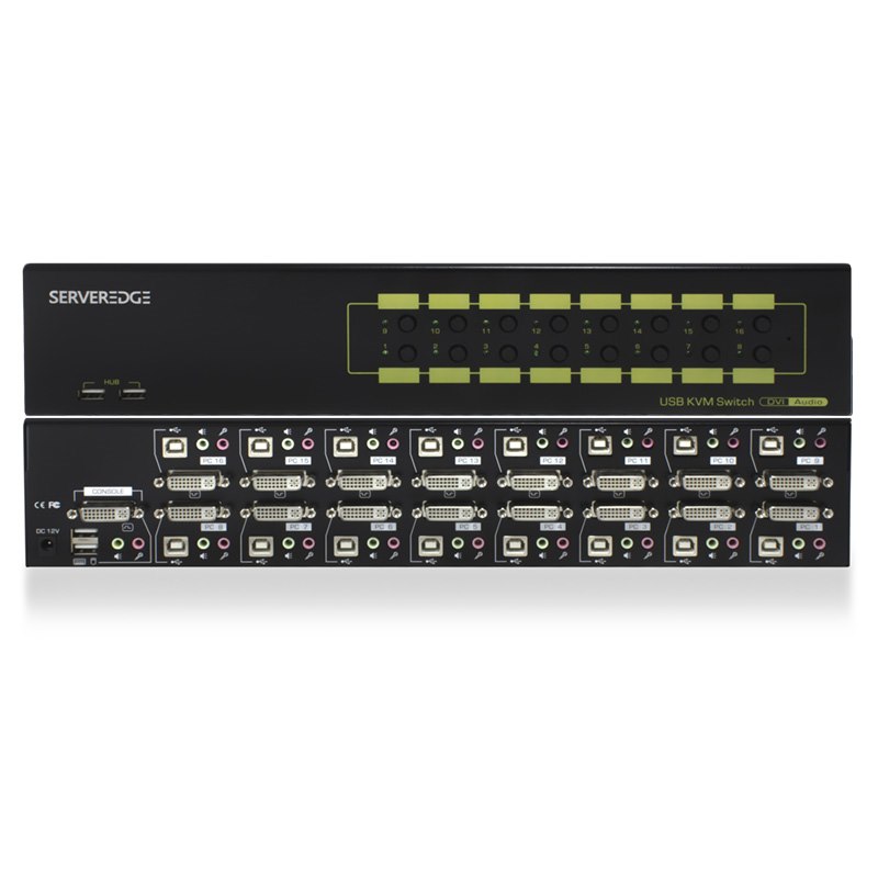 Serveredge 16-Port Dvi Usb KVM Combo Switch With Audio Mic & Usb Hub 2.0