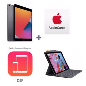 Apple 8th Gen 10.2-Inch iPad Wi-Fi 32GB - Space Grey + DEP Enrolment + AppleCare+ + Logitech Slim Folio Case