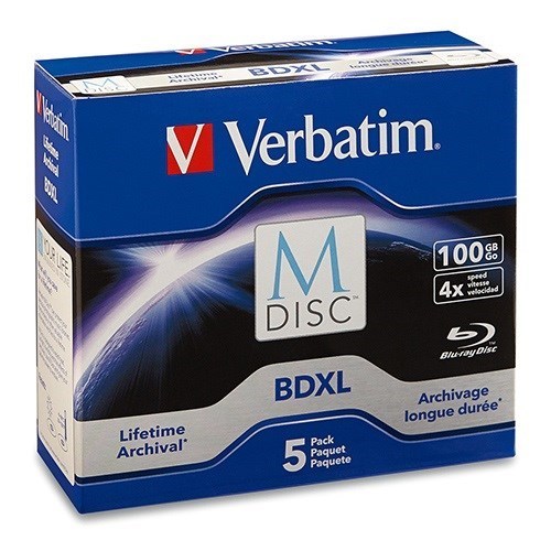 Verbatim Blu-ray Recordable Media - BDXL - 6x - 100 GB - 5 Pack Jewel Case