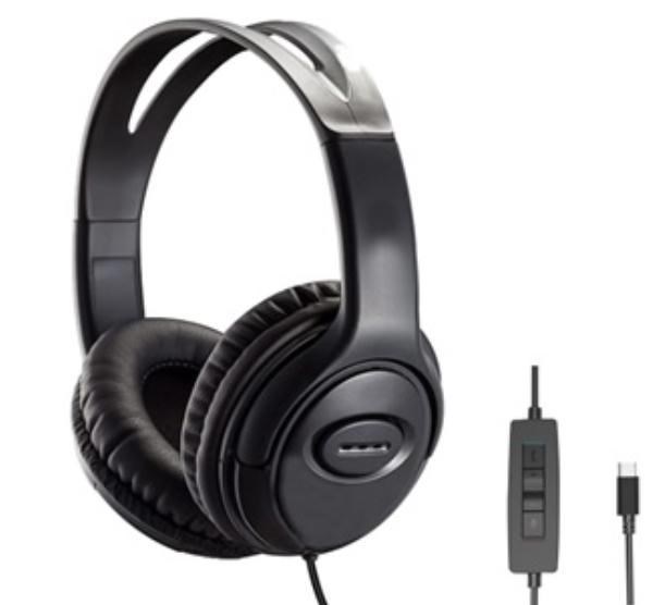 Shintaro Over-The-Ears Usb-C Headset With In-Line Microphone - Includes Usb-C To Usb-A Adaptor For Use With Laptops