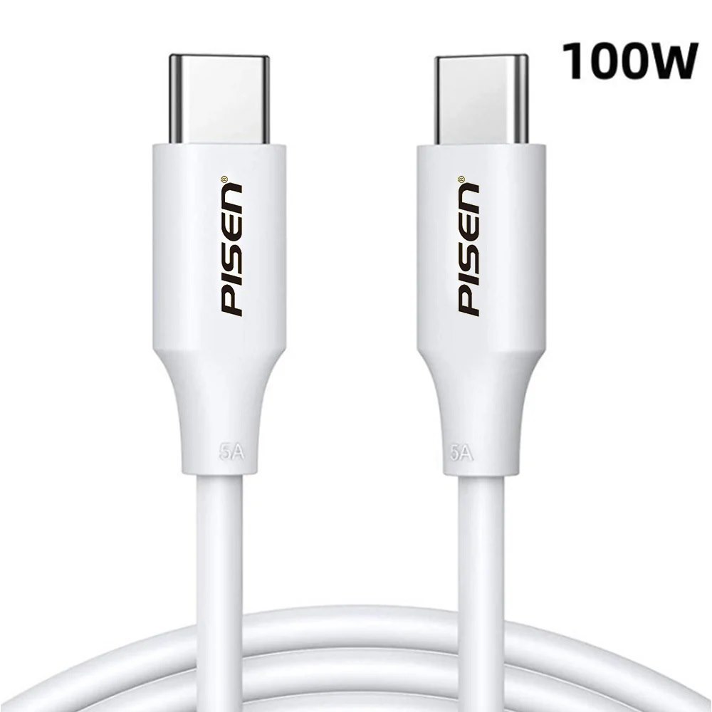 Pisen Usb-C To Usb-C 100W Data Cable (1M) White - Premium Quality, Strong & Durable,Samsung Galaxy,Apple iPhone,iPad,MacBook,Google,OPPO,Nokia