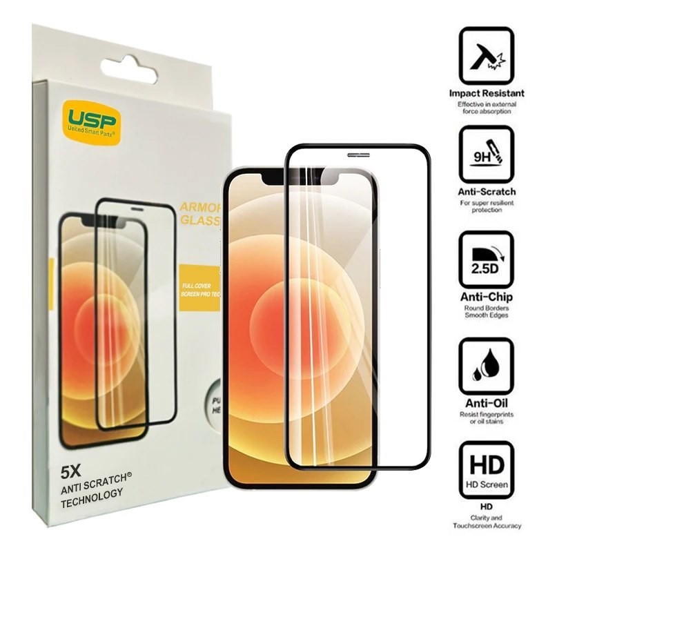 Usp Apple iPhone Se (3RD & 2ND Gen)/ iPhone 8 / iPhone 7 (5.5')Armor Glass Full Cover Screen Protector -Impact-Resistant,Smooth Edges,3 Years Warranty