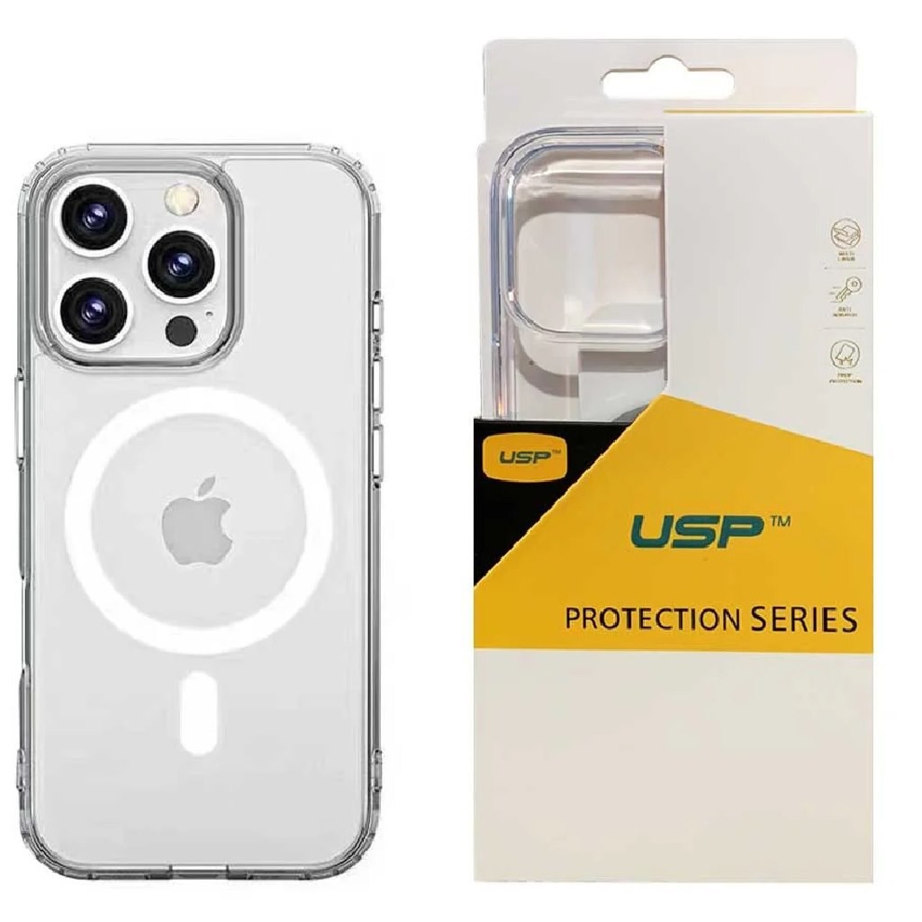 Usp Apple iPhone 16 Pro (6.3') Clear Rock Shockproof Case With MagSafe - Ultra-Thin, Lightweight, Non-Slip, Crystal Clear, 10 Years Warranty