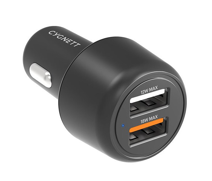 Cygnett 30W Dual Port Car Charger - Black (CY3680CYCCH), Dual Charging (2 X Usb-A), 3.6X Faster Than Standard 5W, Charge Your Phone And Tablet