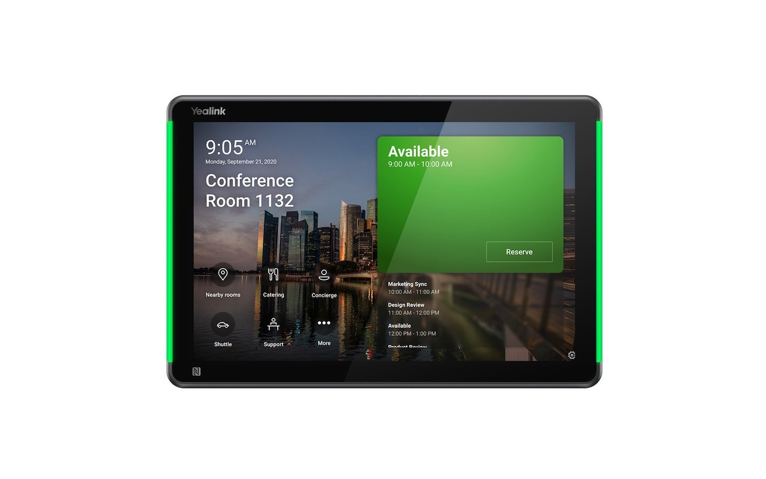 Yealink RoomPanel Plus E2- Black Android 13 Os Touch Screen Scheduler 10.1-Inch Multifunctional Meeting Room Schedule Panel Anit-Fingerprint Coating