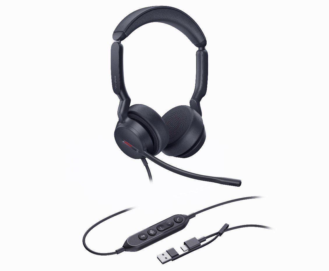 Yealink (Uh44-D-Ms-C/A) MS Teams Certified Usb Wired Headset, Dual, Usb-C/A, Four-Microphone Noise Cancellation, Hybrid Anc, All-Day-Wearing Comfort & Flexible