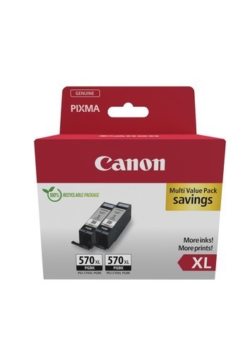 Canon PGI-570XL Inkjet Ink Cartridge - Twin-pack - Black Pack