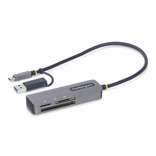 StarTech.com USB 3.0 Multi-Media Memory Card Reader, SD/microSD/CompactFlash, USB-C 5Gbps External Card Reader with Attached USB-A Adapter
