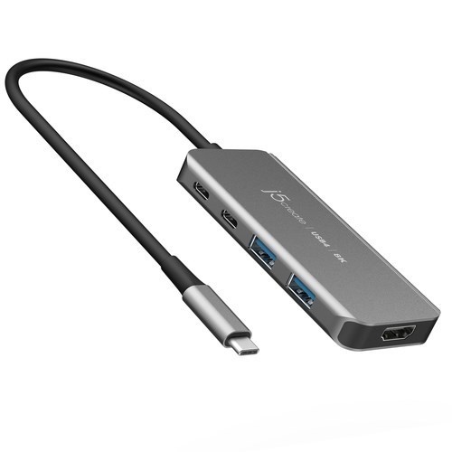 j5create USB Type C Docking Station for Monitor, Notebook - Charging Capability - Grey