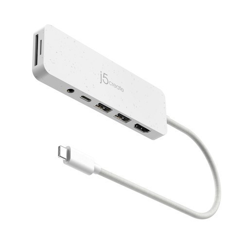 j5create USB Type C Docking Station - Memory Card Reader - SD - White