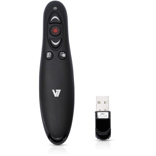 V7 WP1000-24G-19EB Presentation Pointer - Radio Frequency - USB - Optical - 5 Button(s) - Black
