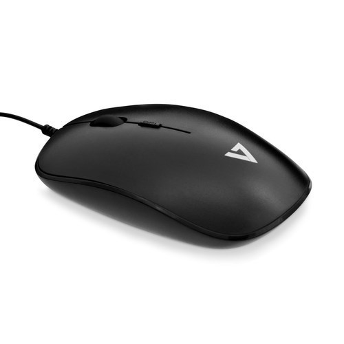 V7 MU200-1E Mouse - USB - Optical - 4 Button(s) - Black
