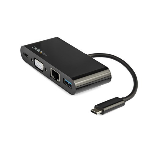 StarTech.com USB C Multiport Adapter - Mini USB-C Dock w/ VGA Video - 60W Power Delivery Passthrough - USB Type-A 5Gbps - Gigabit Ethernet